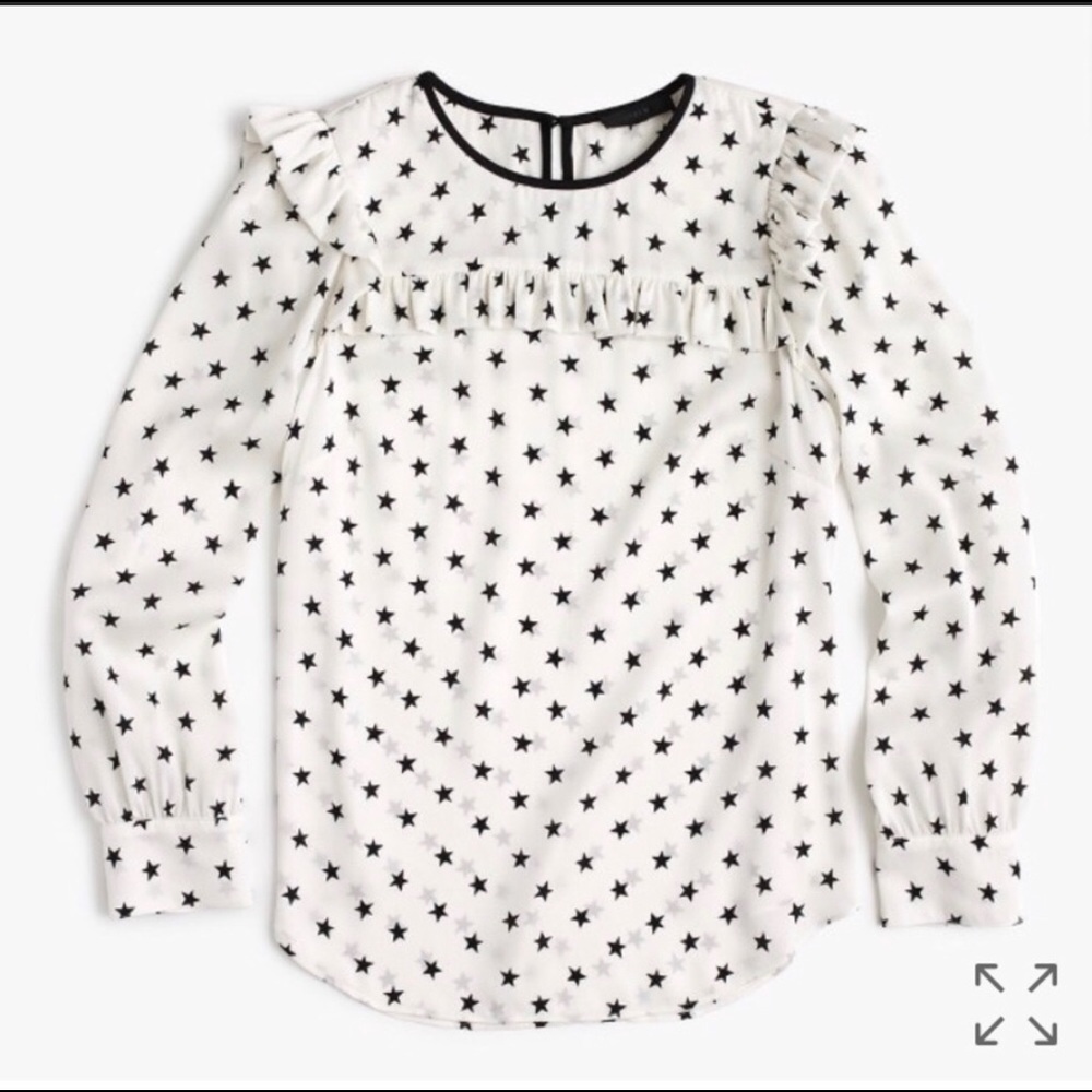 J. Crew Petite ruffle silk top in star print